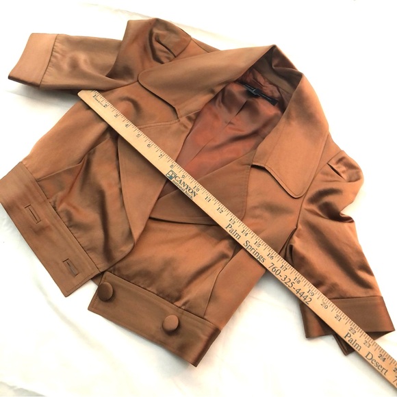 French Connection silky polished cotton blend short sleeve crop jacket - Picture 5 of 7